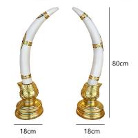 ราคา Carved ivory งาช้างคู่ ไม้แกะสลัก งานปิดทองประดับกระจก งาช้างเทียมบนฐาน งาช้างเสริมบารมี ไว้สำหรับเสริมข้างของบูชา (5441246246)