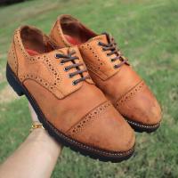 ราคา ส่งฟรี 7 5Us 25 5cm 40 5eu รองเท้า Hawkins EST 1850 รุ่น Cape Toe BROGUE Pre owned Authentic (21046409480)