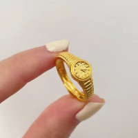 ราคา COCOJEWELRY Cross border Golden Watch 520 Clock Ring Female Ins Niche Temperament High end Couple Pair Ring (19303565146)
