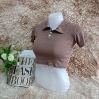 ราคา Namaing shop66 เสื้อยืดคอปกกระดุม เอวลอยเเขนสั้นเก๋ๆ (19695739240)