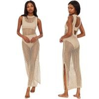 ราคา Available 3 colors Beach Cover Up Cutout Knit Tank Top Vacation Dress Bikini Over Cover Up Cross Border พร้อมส่ง 3 สี ชุดคลุมบิกินี่ ชุดเดินชายหาดแบบยาวเปิดหลัง กระโปรงยาวผ่าข้าง (17793531150)