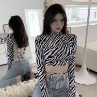 ราคา เสื้อเชิ้ตแขนยาวสาวฮอต เสื้อแขนยาว ลายม้าลาย ทรงสลิม โชว์ความแซ่บ ครอปลายม้าลาย (16879924585)