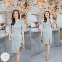 ราคา ML602 เดรสออกงาน เนื้อผ้าซาร่าเงา แต่งโบว์ไหล่ ทรงสวย ซิปด้านหลัง สี ชมพู เขียวมิ้นท์ น้ำตาล เทา แดงเลือดหมู กรมท่า ขนาด ฟรีไซส์ อก 32 36 เอว 25 28 สะโพก 38 ยาว 36 เดรสสั้น เดรสออกงาน เดรสทำงาน ผ้าซาร