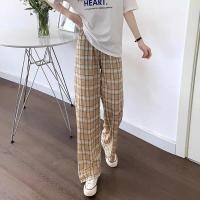 ราคา กางเกงขายาวลายสก็อต กางเกงขายาวผู้หญิง สไตล์เกาหลี ผ้านิ่ม ใส่สบาย เอวยางยืด (20611071837)