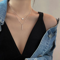 ราคา สร้อยคอไข่มุก MODE Korea แบบเรียบ S925ชุบเงินรูปหัวใจประดับเพชรแฟลชโซ่ไหปลาร้าคู่สำหรับเครื่องประดับผู้หญิง (18690836081)