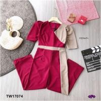 ราคา จั้มสูทขายาว ชุดใส่ไปงานแต่งงาน สีแดงทูโทน ผ้าวูลเวฟ มีเชือกผูกเอว เก็บทรงได้ค่ะ (18978062885)