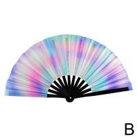ราคา 33Cm Large Folding Hand Rave Fan Chinease Japanese Gradient Colorful Reflective Foldable Fan Music Festival Fan Dance Fan Gifts (20050843395)