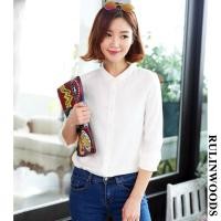 ราคา RULINWOODS เสื้อเชิ้ตผ้าฝ้าย เสื้อเชิ้ตผู้หญิงคอจีน เสื้อเชิ้ตแขนยาวแฟชั่น (20419320939)