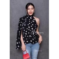 ราคา ป้าย Mirrorsister 30321 5 เสื้อลายจุดตัวเก๋ ดีเทลสวยชิค ข้างซ้ายแขนกุด ข้างขวาแขนผ่าแหวกอำพรางแขน (19374551250)