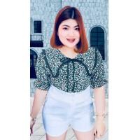 ราคา 255 R เสื้อแฟชั่นสาวอวบลายดอกเดซี่ แขนตุ๊กตาน่ารัก (17816144702)