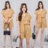 ราคา เซท 2 ชิ้น เสื้อเชิ้ตไหล่ล้ำ คอปก กระดุมหน้า พับแขนเบิ้ล พร้อมกางเกงขาสั้น (14067153177)