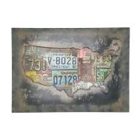 ราคา ป้ายสังกะสีวินเทจ USA Map with License Plate ปั๊มนูน (198313252)