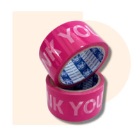 ราคา 1 ม้วน เทปกาว OPP สกรีน THANK YOU สีชมพู สีขาว กว้าง 2 นิ้ว ยาว 45 หลา (8933636900)