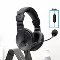 ราคา HT H150 HEADSET หูฟัง RAPOO ใส่สบายยาวนาน ไม่ต้องลงโปรแกรม ลดเสียงรบกวน มีไมโครโฟน ประกัน 2 ปี ของแท้ (16420391773)