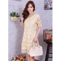 ราคา ไซส์ใหญ่ 38 46 นิ้ว ชุดเดรส ชุดลูกไม้ ชุดออกงาน แขนสั้น D051Cr สีครีมอมเหลือง เสื้อลูกไม้สวย เสื้อลูกไม้ออกงาน งานแต่ง งานบวช งานมงคล (638814481)