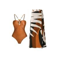 ราคา 2PCS SET 2023 New And Hot Green Slim Lace Up Cutout Bikini Sets Stones Beaded Belt Swimsuit with Asymmetric Cover Up Skirt 2Pack Swimwear 8 Colors For Choose Beach Bathing Suit (20096743589)