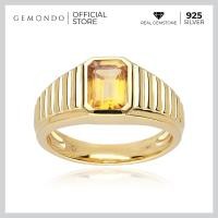 ราคา Gemondo แหวนผู้ชายเงินแท้ 925 ชุบทอง 18K ประดับซิทริน Citrine ทรงแปดเหลี่ยมสไตล์วินเทจ แหวนพลอยผู้ชาย แหวนพลอยใส (15257643977)