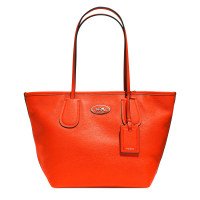 ราคา กระเป๋าถือ COACH แท้ ทรง Tote หนังแท้ ฟอกแบบกันรอยขีดข่วน ใบใหญ่ เบา มีซิปปิดด้านบน ทรงสวย ใช้งานง่าย COACH 33915 TAXI ZIP TOP TOTE IN LEATHER Coral (12059770723)