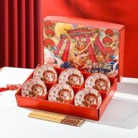 ราคา ชามและชุดตะเกียบลายมังกรชามเซรามิกสีแดงเปิดทันสมัยกิจกรรมกิจกรรม (21126159628)