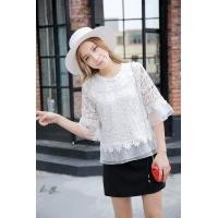 ราคา เสื้อลูกไม้ชายผ้าแก้ว เสื้อลูกไม้แขนผ้าแก้ว เสื้อลูกไม้ระบายผ้าแก้ว เสื้อลูกไม้แขนสามส่วน ผ้าลูกไม้ ลูกไม้อิตาลี ชุดออกงาน A98 1 (4115718430)