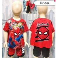 ราคา ลิขสิทธิ์แท้ เสื้อผ้าเด็ก ชุดเด็กเล็กขาสั้นลายฮีโร่มีผ้าคลุม ลายซุปเปอร์ฮีโร่ พร้อมส่ง (19165484860)