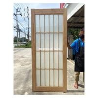 ราคา ประตูไม้ ระแนงญี่ปุ่น ระแนงด้านหน้า ด้านหลังใส่กระจกแผ่นเดียว (19834459243)