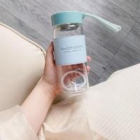 ราคา 480ml Glass Water Bottle with Portable Handle and Anti Scalding Cups Sleeve for Sport Bottles Simple Office Thermos Drinkware (20079165463)