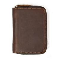ราคา New Male Genuine Leather Wallets Men Wallet Credit Business Card Holders Fashion Brown High Quality Cow Leather Purses Money Bag (11646054351)