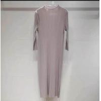 ราคา Miyakeเดรสอัดพลีทผู้หญิงฤดูร้อน ไตล์เกาหลี คอตั้ง แขนยาวเดรสใส่สบายๆ เดรสงานคุณภาพBasicเสื้อคอเต่า3 4แขนยาวAesthetic (6217176890)