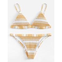 ราคา ชุดว่ายน้ำ บิกินี่ ผ้ายับลายทางเหลือง ฟ้า น่ารัก พร้อมส่ง (21021818138)