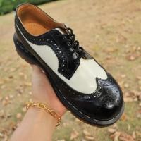 ราคา ส่งฟรี 7US 25CM 39 40Eu รองเท้าDr Martens 3989 Bex Leather Brogue Wingtip Shoes Black White Pre owned Authentic (21351631278)