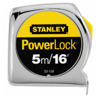 ราคา ตลับเมตร STANLEY รุ่น POWERLOCK 33 158 ขนาด 5 เมตร 16 ฟุต สีเงิน รุ่นยอดนิยม ราคาถูก ตลับเมตรชุบโครเมี่ยม Powerlock Tape Rule (9774170407)