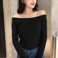 ราคา BRANCHÉ Blouses for Women Korean Style New Versatile off Shoulder Solid Color Long Sleeved T Shirt 231129005 (21162300744)