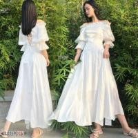 ราคา 11475 เดรสยาว ชุดสีขาว ชุดไปทะเล ชุดปาดไหล่ โชว์หลัง เสื้อผ้าแฟชั่น (16980496146)
