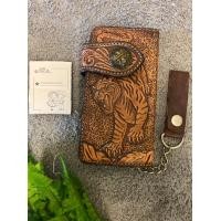 ราคา กระเป๋าสตางค์หนังแกะลาย ใบยาว ผู้ชายสไตล์วินเทจ (14808022767)