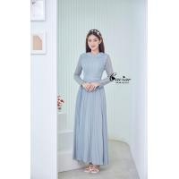 ราคา พร้อมส่ง JISOO S XL 11F dress เดรส เดรสยาว เดรสสีเทาฟ้า เดรสสาวอวบ ใส่ไปทะเล ใส่ไปงานแต่ง ใส่เที่ยว เดรสผ้าลูกไม้ฉลุ เดรสแขนยาวกระโปรงเป็นผ้าพรีทเนื้อนิ่มทิ้งตัวสวย มีน้ำหนัก (19379890077)