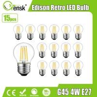 ราคา ไส้หลอดไฟ LED E27 4W จำนวน15ชุด G45หลอดไส้40W เทียบเท่าหลอดไฟเอดิสัน LED หลอดไฟแสงขาวนวลหรี่ได้วินเทจสำหรับเปลี่ยนโคมไฟระย้า (19844763680)