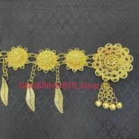 ราคา เข็มขัดชุบทอง เข็มขัดผ้าซิ่นลายไทยราคาถูก เข็มขัดตุ้งติ้งสีทอง (15070160805)