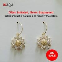 ราคา S925 Sterling Silver Zircon Sunflower Earrings (19606147506)