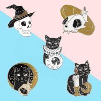 ราคา 5ชิ้น เซ็ตสร้างสรรค์โครงกระดูกเคลือบ Pins ฮาโลวีนผีดอกไม้สัตว์แมวผีเสื้อหนังสือโลหะผสมเข็มกลัดตราผู้หญิงเครื่องประดับของขวัญ (16259212649)