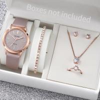 ราคา Fashion Starry Sky Dial Women Watches Leather Band Quartz Wrist Watch Rhinestone Jewelry Set (21052952710)
