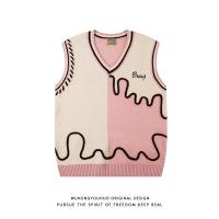 ราคา Guang มีสินค้าเสื้อกล้ามถักคอวีสีชมพูแบบปะต่อสีคอนทราสต์แบรนด์ยอดนิยมเสื้อไหมพรมแมทช์ลุคง่ายสำหรับคู่รักทรงหลวมแนววินเทจสำหรับทั้งผู้ชายและผู้หญิง (20350013254)