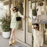 ราคา พร้อมส่ง ชุดเข้าเซท เสื้อเชิ้ตปกลูกไม้ เสื้อเชิ้ตแขนยาวผู้หญิง เดรสผ้าทอ เดรสแขนกุด งานป้ายvshop (17947732212)