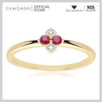 ราคา Gemondo แหวนทองคำ 9K ประดับทับทิม Ruby และเพชร Diamond ดีไซน์ทรงข้าวหลามตัด (16760554639)