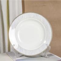 ราคา JH จานเซรามิก จานเซรามิคเนื้อโบนไชน่า ขาวแต่งขอบทอง สไตล์ยุโรป (20685673568)