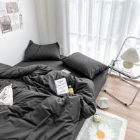 ราคา เซ็ตผ้าปูที่นอน พร้อมผ้านวม สีพื้น ดำล้วน สไตล์มินิมอล (18147298249)