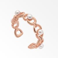 ราคา A CEMI Pearl Horseshoe Ringcuff Ring Earcuff Free Size แหวนมุกแท้ แหวนเงินแท้ ชุบทอง 18K โรสโกลว์ (8052916770)
