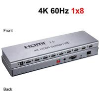 ราคา 4K60Hz HDMI 2 0 1X8 Splitter 1 IN To 2 4 6 8 Out 1x 8ตัวแยก HDMI ตัวแปลงวิดีโอ1080P 3D RS232 EDID สำหรับ PS3 4ชิ้น DVD ไปยังทีวี (19707975445)