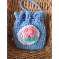 ราคา กระเป๋าใส่เหรียญถักไหมพรม สีฟ้า งานถักมือ (20579483388)