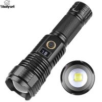 ราคา Studyset IN stock Outdoor Led Flashlight Ip67 Waterproof Powerful Digital Display Zoom Type c Usb Rechargeable Work Light Xhp70 (20771363018)